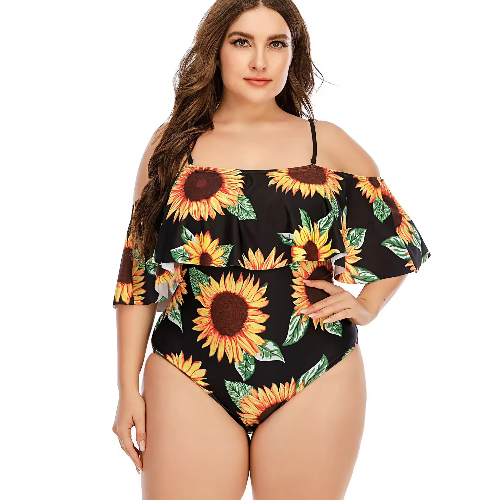 Printed Swimsuits Tummy Control Swimwear Monokini Adjustable Shoulder Swimsuit